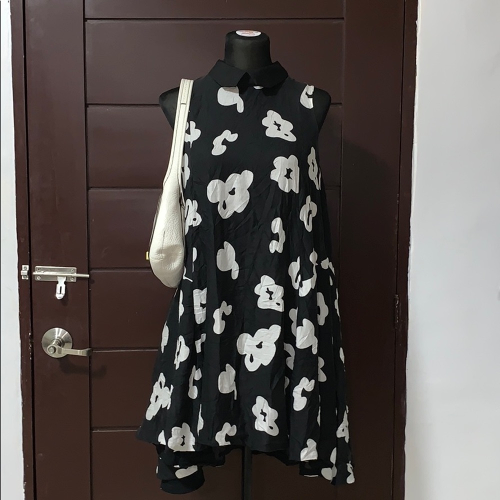 Korean Black Flower Printed Dress